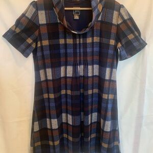 Jessica Howard Blue Brown Flannel Plaid Midi Dress
